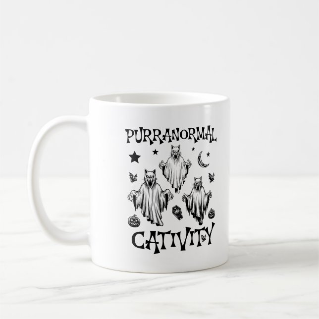 Caneca De Café Puranormal Gatos Ghost Hunter Halloween (Esquerda)