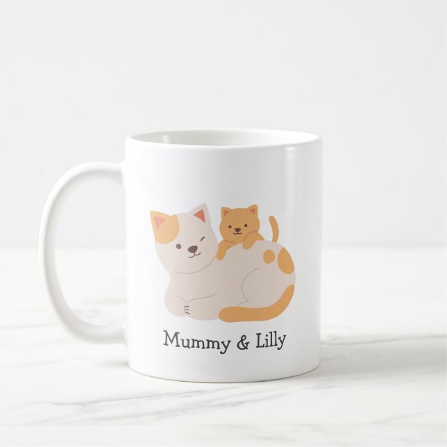 Caneca De Café Purfect Love - Custom Mama Cat & Kitten (Esquerda)