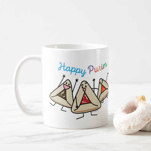 Caneca De Café Purim hamantaschen a pastelaria Sameach Oznei (Com Donut)