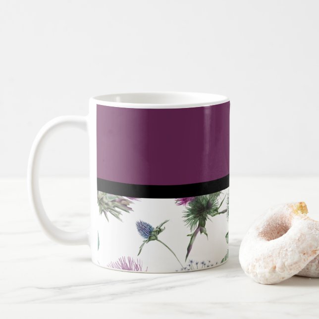 Caneca De Café Purple Floral (Com Donut)