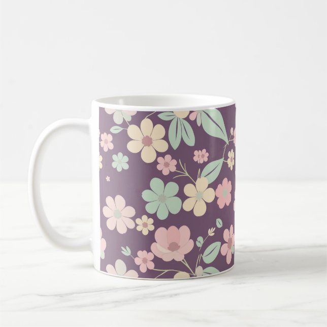Caneca De Café Purple Floral Coffee Mug (Esquerda)