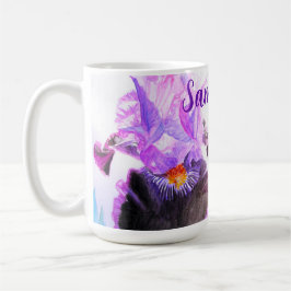 Caneca De Café Purple Iris Watercolor Flower Floral Painting