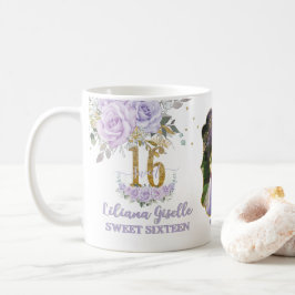 Caneca De Café Purple Lilac Floral Memento Sweet Sixteen 16 Photo