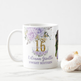 Caneca De Café Purple Lilac Floral Memento Sweet Sixteen 16 Photo