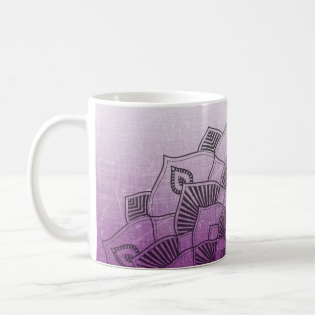 Caneca De Café Purple Mandala Abstrato Zen (Esquerda)