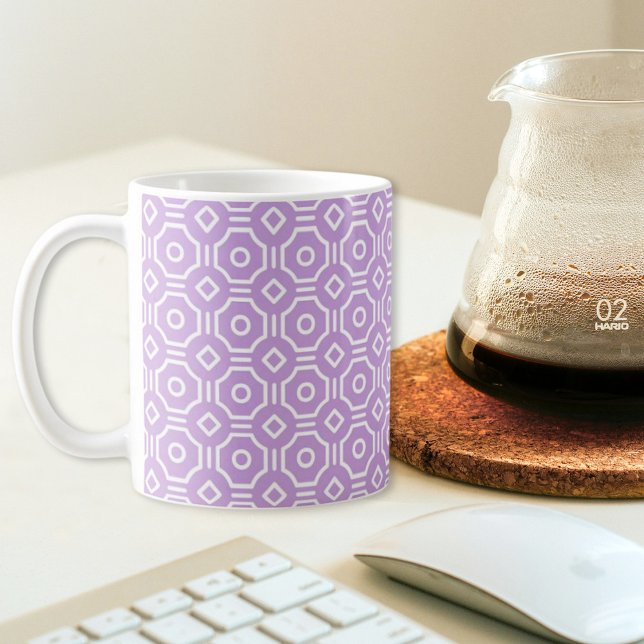Caneca De Café Purple Octagonal Checkered Mug (Criador carregado)