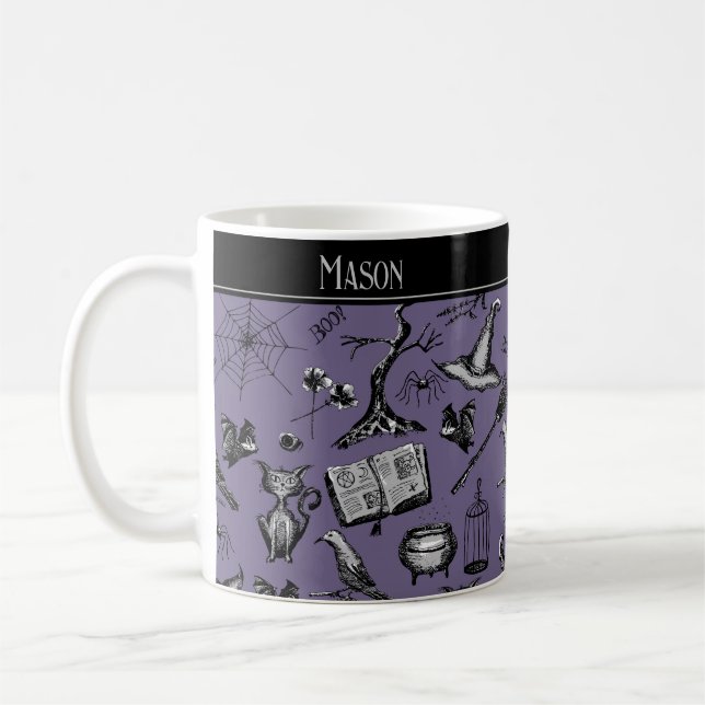 Caneca De Café Purple Spooky Halloween Kids Mug (Esquerda)