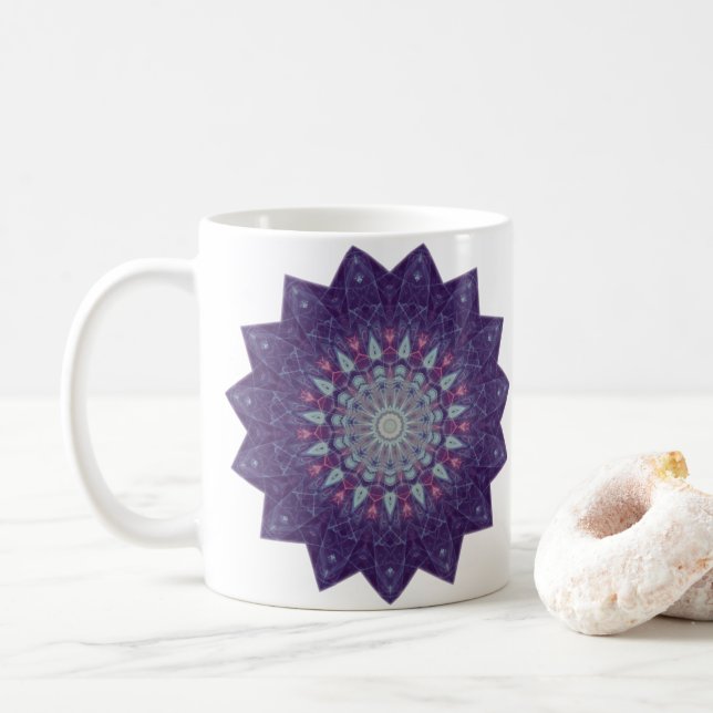 Caneca De Café Purple Star Mandala (Com Donut)