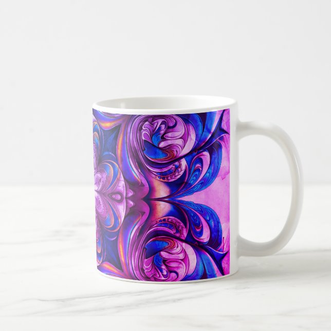 Caneca De Café Purple Swirl Abstract Art Coffee Mug – Modern Flui (Direita)