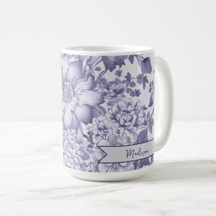 Caneca De Café Purple Vintage Chinoiserie Floral Personalizada