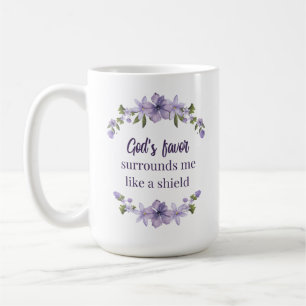 Caneca De Café Purple Watercolor Floral, o favor de Deus me rodei