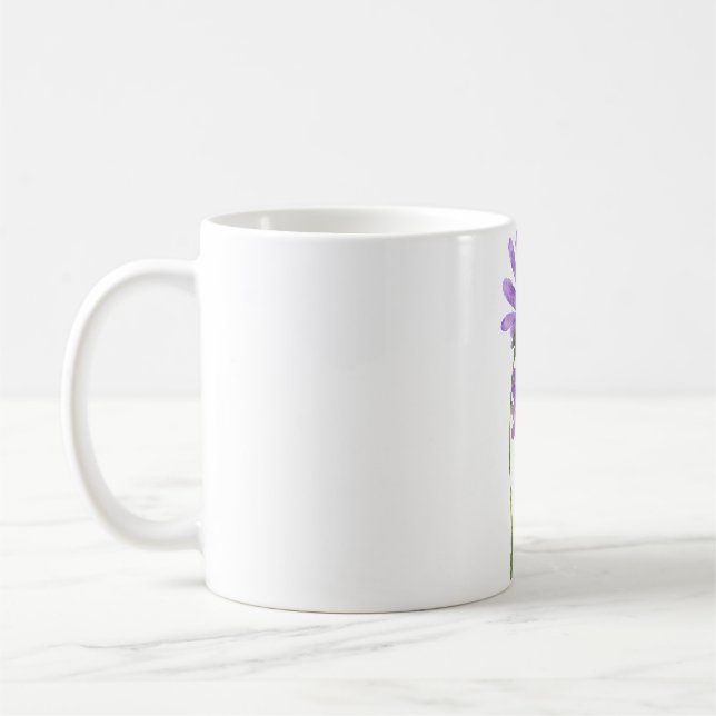 Caneca De Café Purple Watercolor Minimalist Botanical (Esquerda)