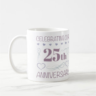 Caneca De Café Púrpura de 25 de Casamento Elegante