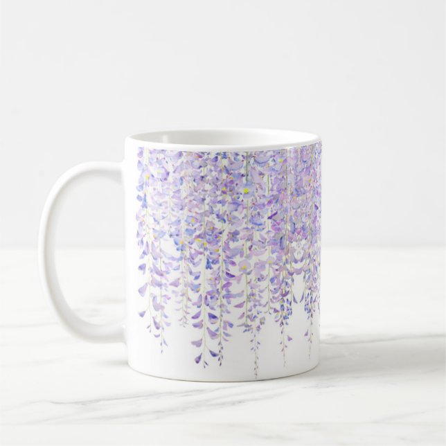 Caneca De Café Púrpura de flores de Wisteria (Esquerda)