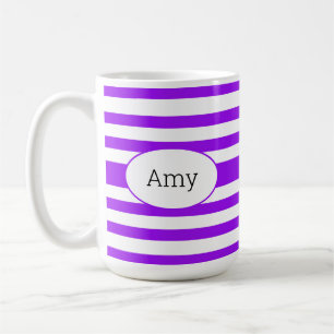 Caneca De Café Púrpura e branca, listradas