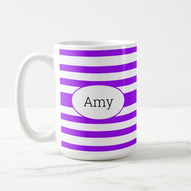 Caneca De Café Púrpura e branca, listradas (Esquerda)