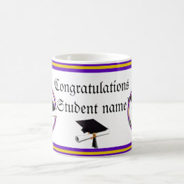 Caneca De Café Púrpura e Dourada das cores da escola de graduação