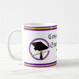 Caneca De Café Púrpura e Dourada das cores da escola de graduação