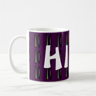 Caneca De Café Púrpura escura com faixas de cores profundas