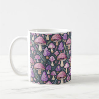 Caneca De Café Púrpura Fantasia Mushroom Nature Patterno