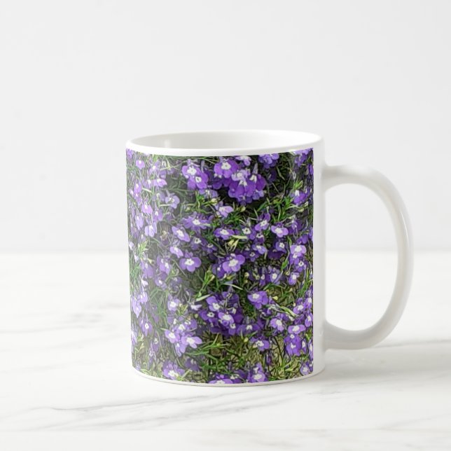 Caneca De Café Púrpura Flores de Mola (Direita)