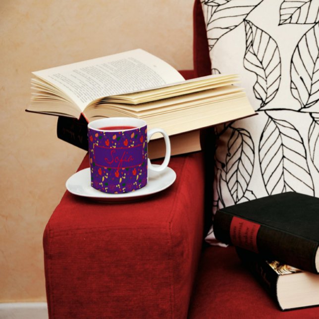 Caneca De Café Púrpura flores silvestres, papoila cãozinha (Criador carregado)