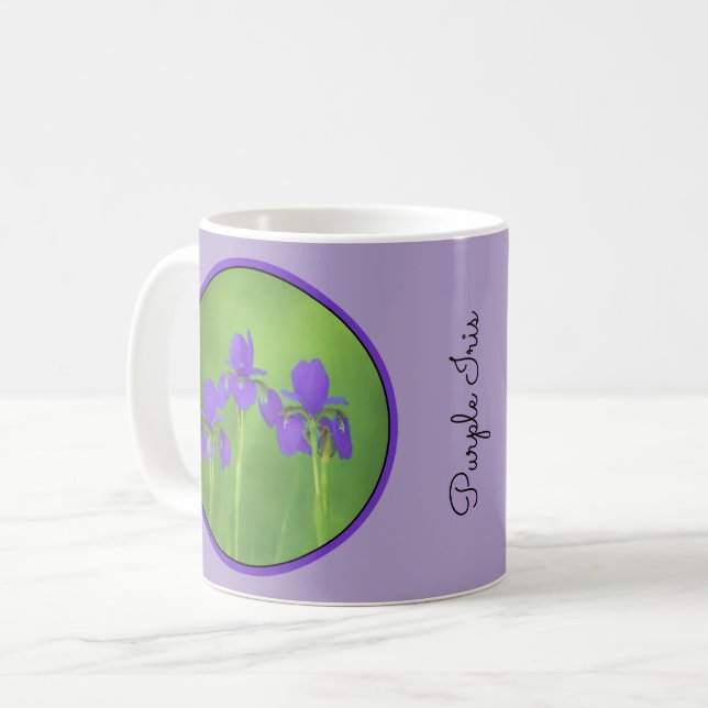 Caneca De Café Púrpura Iris - Arte Flor Original (Frente Esquerda)