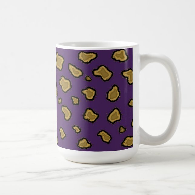 Caneca De Café Púrpura Leopardo Imprime Mug De Café (Direita)