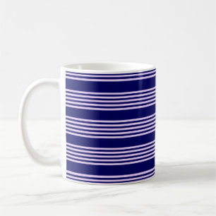 Caneca De Café Púrpura Lilac e marinho azul cinco faixas