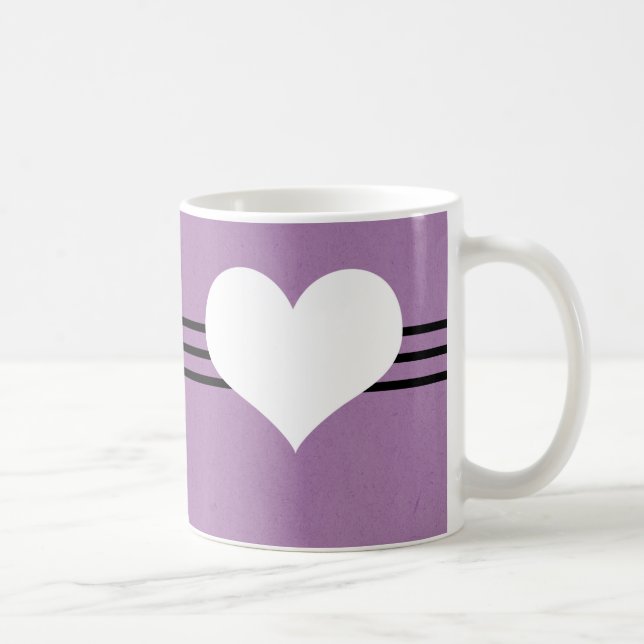 Caneca De Café Púrpura Moderna Coração (Direita)