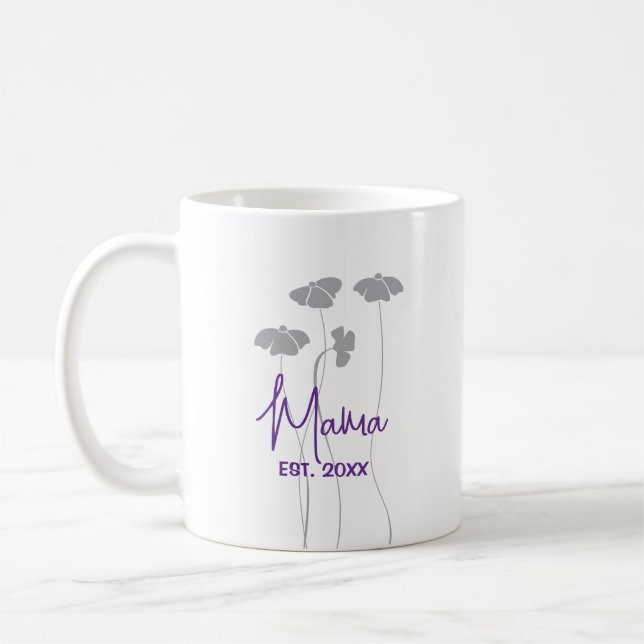 Caneca De Café Púrpura personalizada com flores de cinza para a m (Esquerda)
