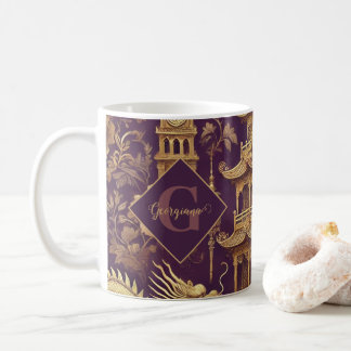 Caneca De Café Púrpura Personalizada e Chinoiserie Victoriana Dou