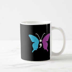 Caneca De Café Púrpura Semicolônica E Suicídio Teal Prevenem-Se