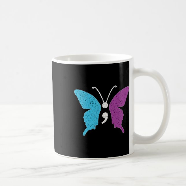 Caneca De Café Púrpura Semicolônica E Suicídio Teal Prevenem-Se (Direita)