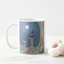 Púrpura Tiki cheio Moa Café Mug