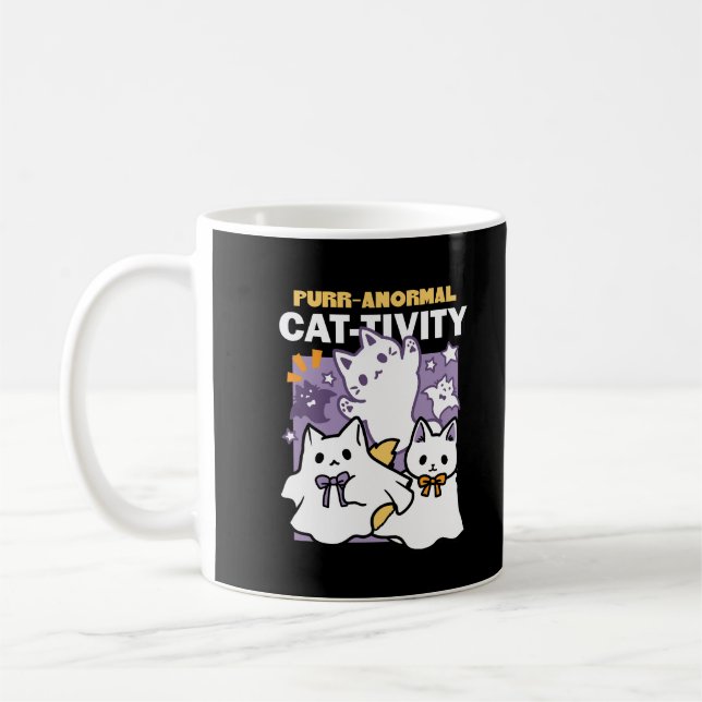 Caneca De Café Purr-anormal Cat tivity - Halloween Cat Design (Esquerda)