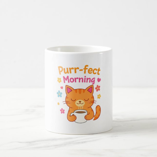 Caneca De Café Purr-fect Morning Cat Coffee Mug – Cute Cat Lover  (Centro)