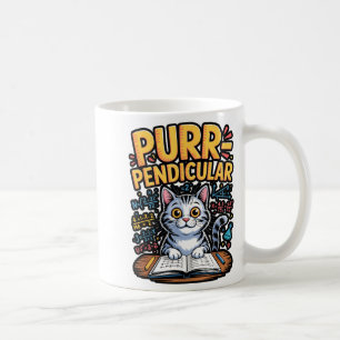 Caneca De Café Purr-pendicular Math Gato Trocadilho 
