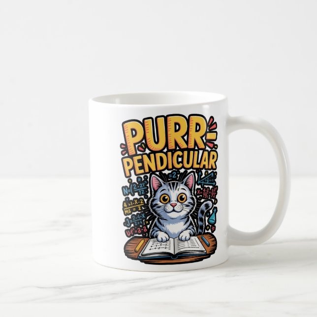Caneca De Café Purr-pendicular Math Gato Trocadilho  (Direita)