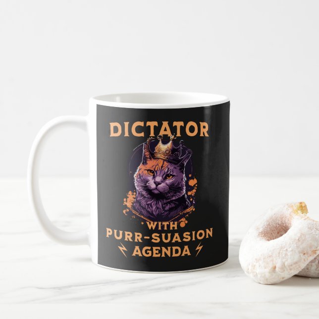 Caneca De Café Pursursion Agenda Engraçado King Cat (Com Donut)