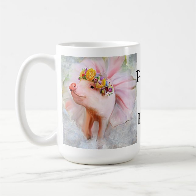 Caneca De Café Purty Bonito Piggy em um Vestido, quando os porcos (Esquerda)