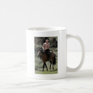 Caneca De Café Putin descamisado monta um cavalo
