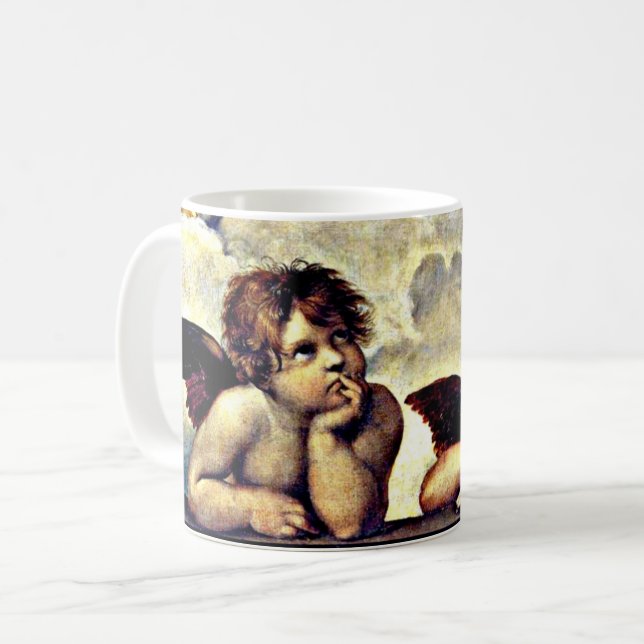 Caneca De Café Putti, Detalhe da Madonna Sistina, (Frente Esquerda)