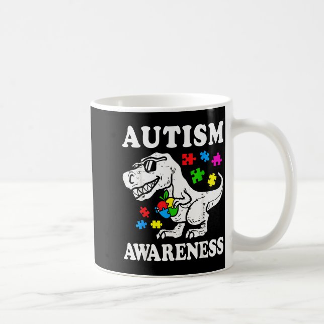 Caneca De Café Puzzle de Dinossauro T-Rex de Conscientização do A (Direita)
