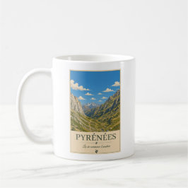 Caneca De Café Pyrénées France – Alpines Illustrated Landscape
