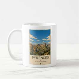 Caneca De Café Pyrénées France – Alpines Illustrated Landscape