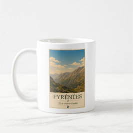 Caneca De Café Pyrénées France – Mountains Illustrated Poster
