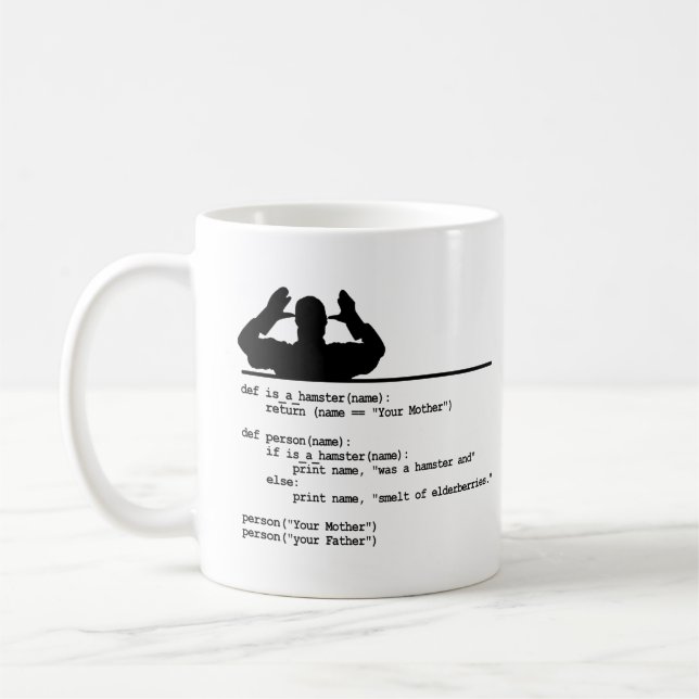 Caneca De Café Python Code. Sua mãe era um hamster. (Esquerda)