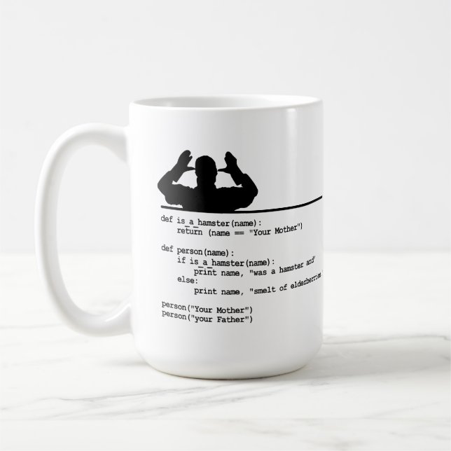 Caneca De Café Python Code. Sua mãe era um hamster. (Esquerda)