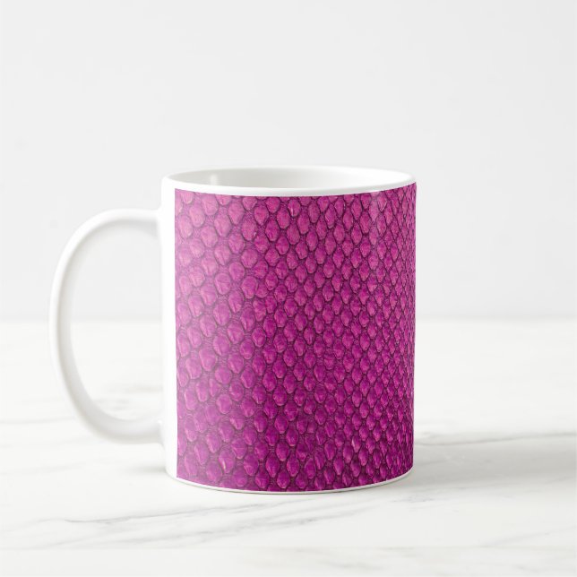 Caneca De Café Python Rosa: Textura Da Pele De Cobra. (Esquerda)